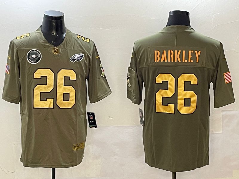 Men Philadelphia Eagles #26 Barkley Green gold 2025 Nike Vapor Limited NFL Jersey style 4